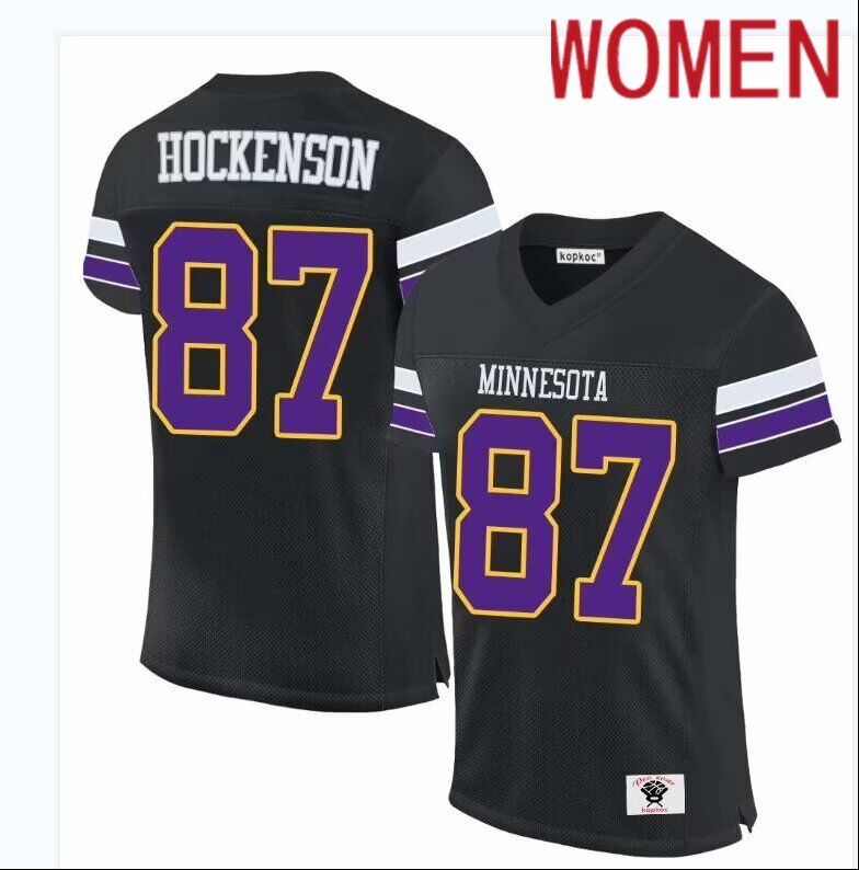 Women  Minnesota Vikings #87 Hockenson Nike black limited NFL throwback Jersey